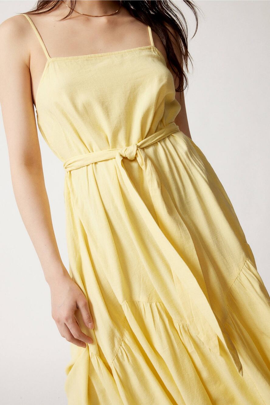 Billabong Women’s Sunbeam Midi Dress Yellow Sz M‎ Sundress Beachy